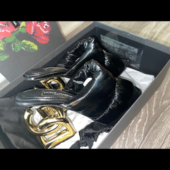 Dolce u0026 Gabbana | Shoes | Dolce Gabbana Quilted Nylon Dg Heel Slide Sandals  | Poshmark